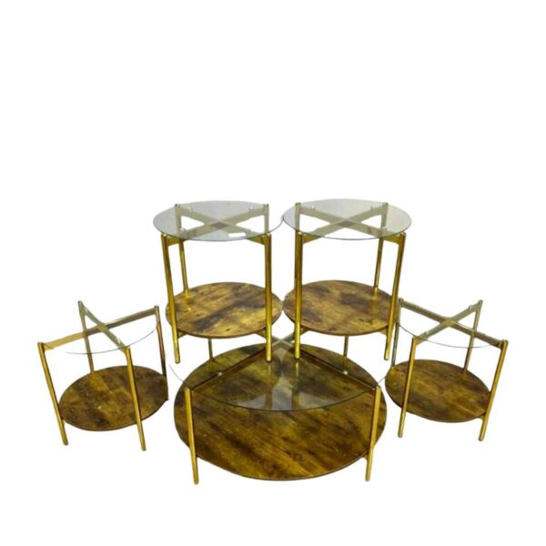 طقم طاولة قهوة وطاولات جانبية فولتا 5 قطع - خشبي