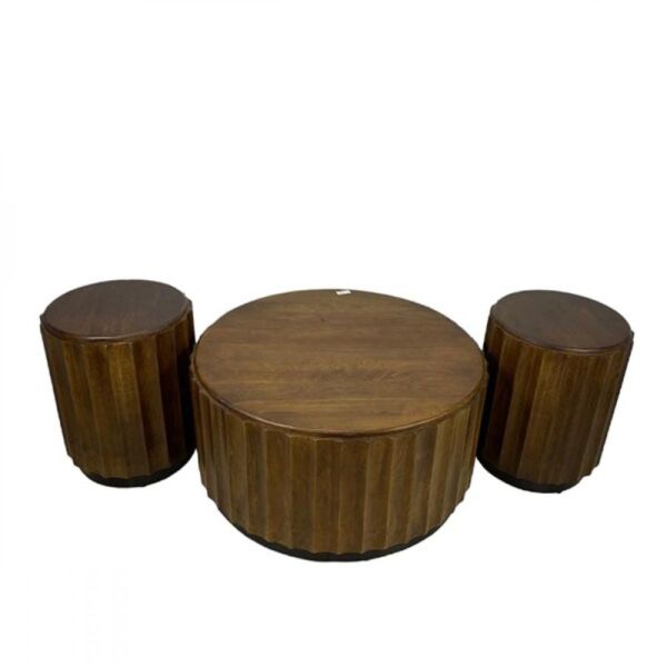 طقم طاولة 1+2 لون MANGO WOOD + BROWN AND