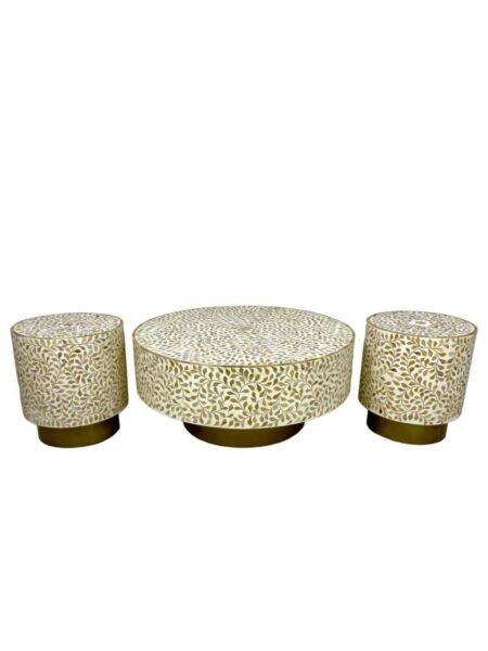 طقم طاولة قهوة 3 قطع صدف هندي