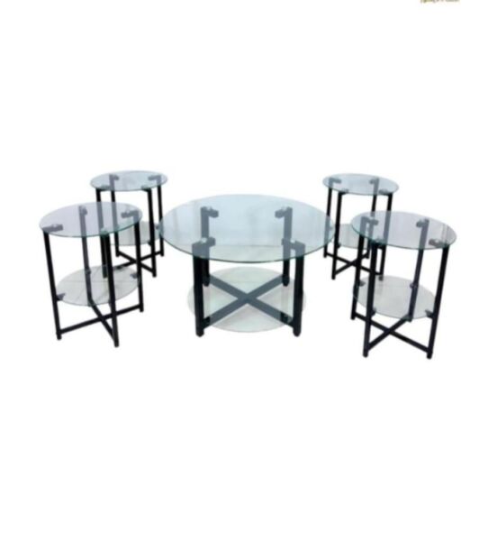 طقم طاولة قهوة زجاج دائرية