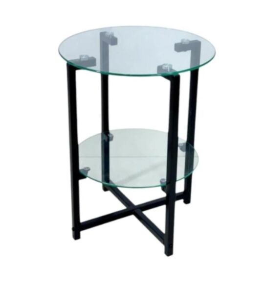 طقم طاولة قهوة زجاج دائرية