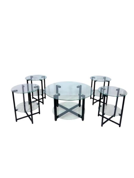 طقم طاولة قهوة زجاج دائرية