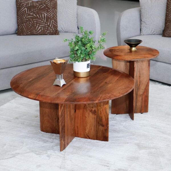 طقم طاولة قهوة وطاولات جانبية اربيلا - بني