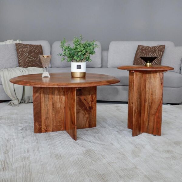 طقم طاولة قهوة وطاولات جانبية اربيلا - بني