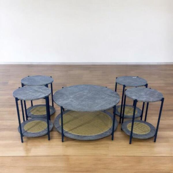 طقم طاولات قهوة لون رمادي