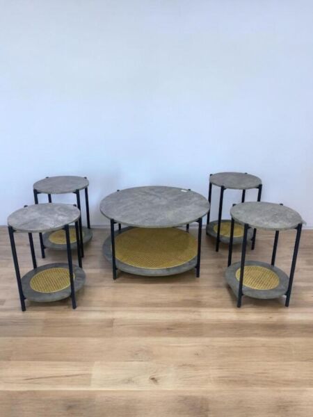 طقم طاولات قهوة لون رمادي