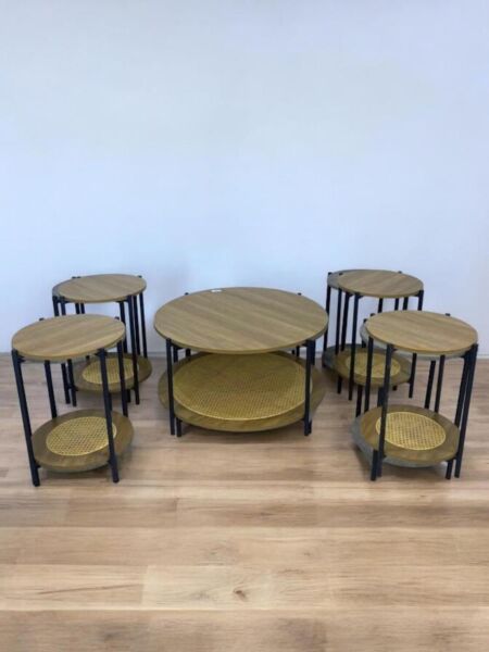 طقم طاولات قهوة لون بني