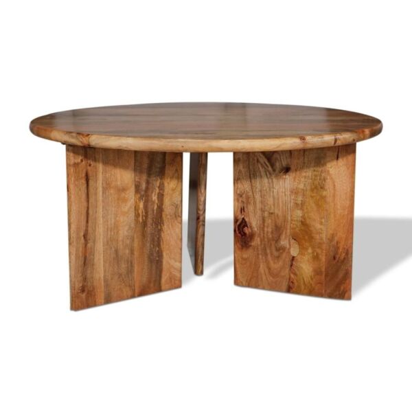 طقم طاولة قهوة وطاولات جانبية 3 قطع خشب طبيعي هندي فبريل - بني فاتح