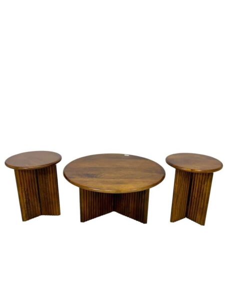 طقم طاولة قهوة 3 قطع خشب هندي ياري
