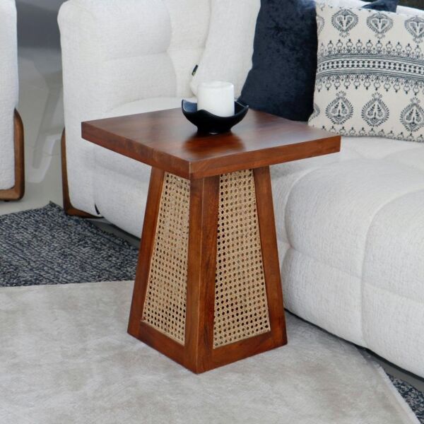 طقم طاولة قهوة 3 قطع خشب هندي طبيعي