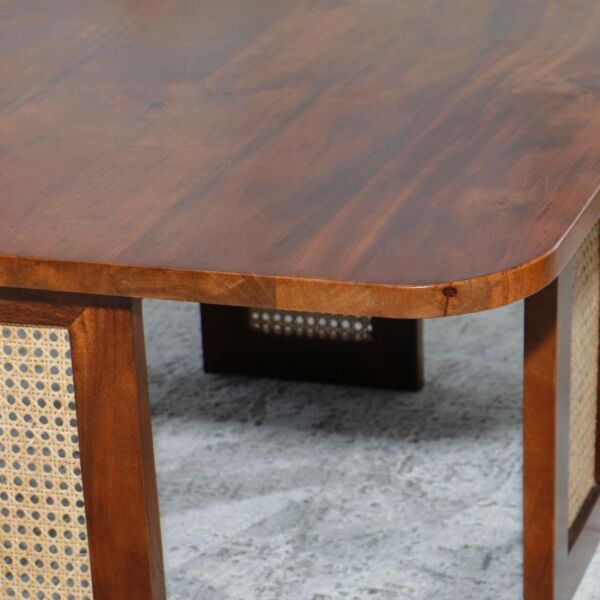 طقم طاولة قهوة وطاولات جانبية 3 قطع خشب هندي طبيعي راين - بني