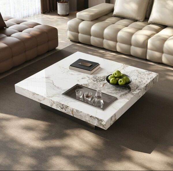 طاولة قهوة روبيلا - ابيض ورمادي