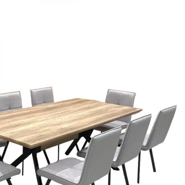 طقم طاولة طعام مع كراسي تونغا بني ورصاصي - 8 اشخاص