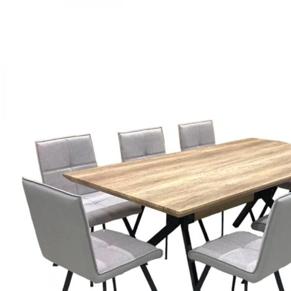 طقم طاولة طعام مع كراسي تونغا بني ورصاصي - 8 اشخاص