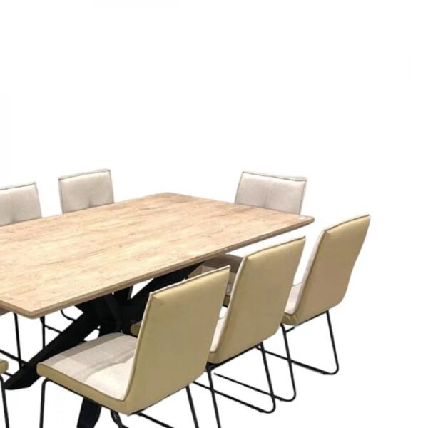 طقم طاولة طعام مع كراسي تونغا بيج - 8 اشخاص