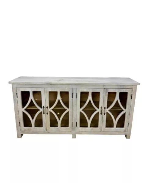 بوفيه هندي خشب طبيعي - ابيض