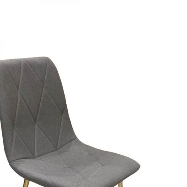 كرسي طعام قماش مع أرجل حديد - رمادي وذهبي