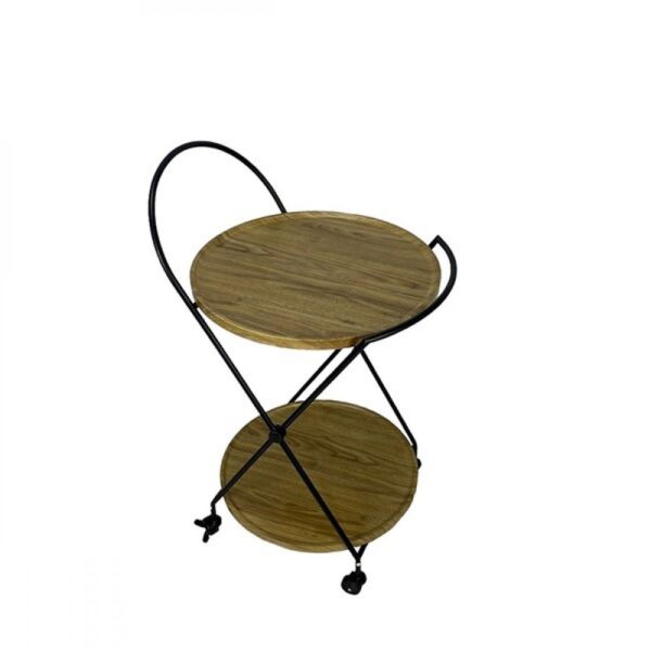 عربة خدمة دائرية - بيج واسود