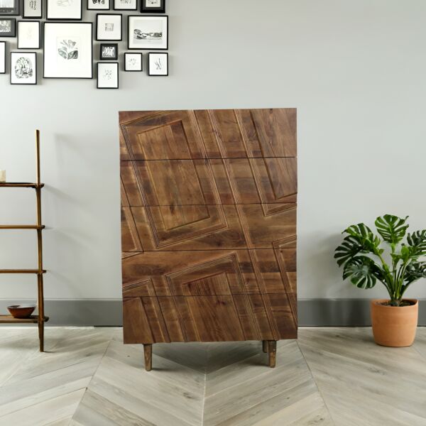 وحدة ادراج خشب سانتول - بني