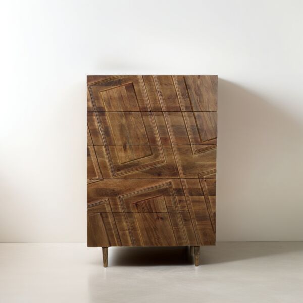 وحدة ادراج خشب سانتول - بني