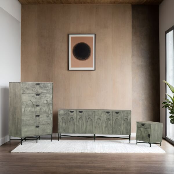 وحدة ادراج خشب دانهل - رمادي واسود