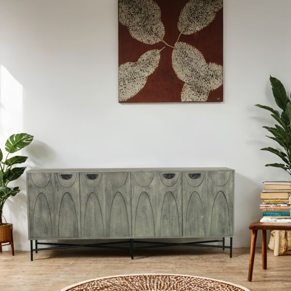 طاولة تلفزيون خشب دانهل - رمادي واسود