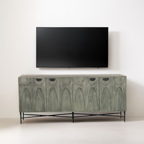 طاولة تلفزيون خشب دانهل - رمادي واسود