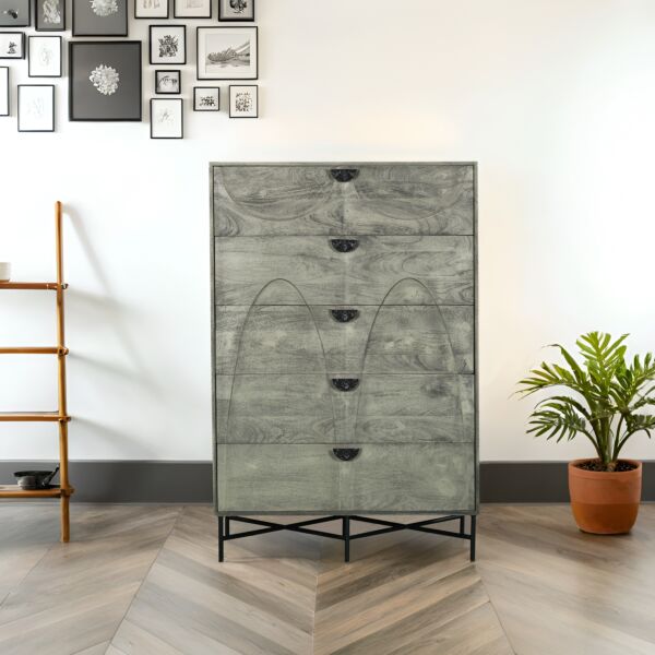 وحدة ادراج خشب دانهل - رمادي واسود