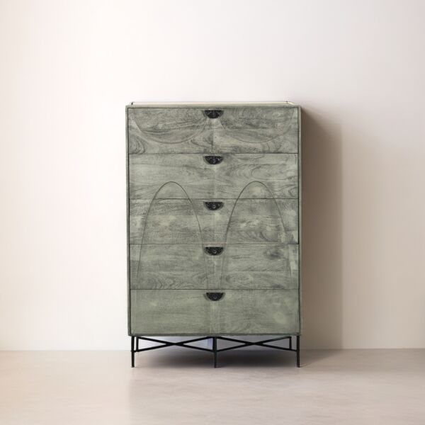 وحدة ادراج خشب دانهل - رمادي واسود