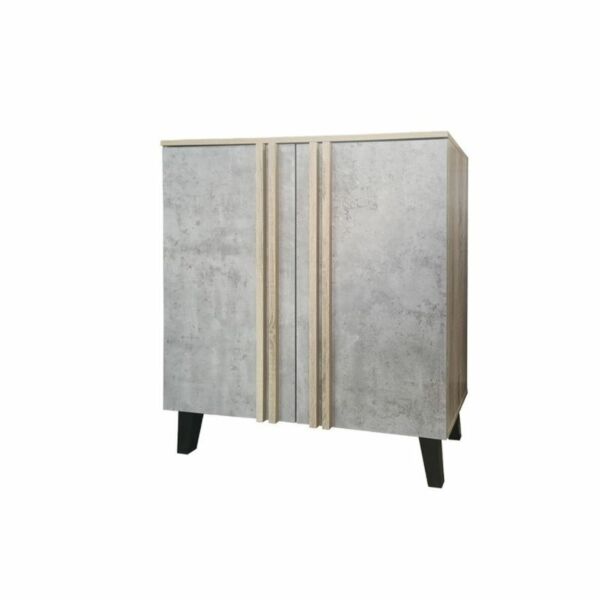 خزانة احذية ببابين روشين 80 سم - رمادي وخشبي