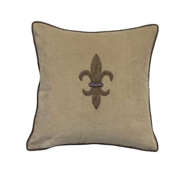 غطاء وسادة ديكور مطرز يدويا فدل - بني