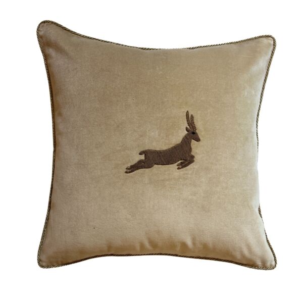 غطاء وسادة ديكور مطرز يدويا ستاج - بني