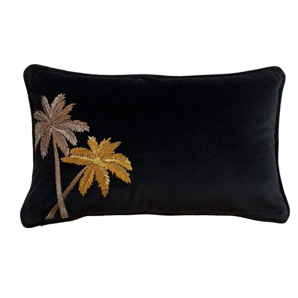 غطاء وسادة ديكور نخيل - اسود ومتعدد الالوان