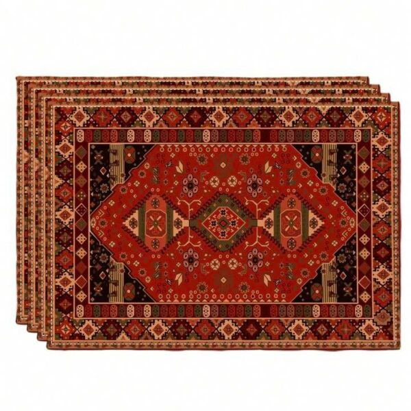 طقم قاعدة اطباق رمضان 4 قطع - احمر ومتعدد الالوان