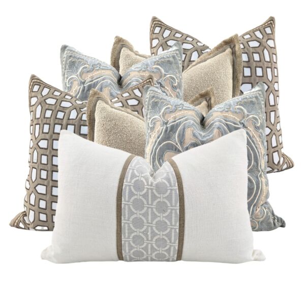 طقم غطاء وسادة ديكور بدون حشوة 7 قطع كلارينس