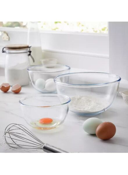 طقم أوعية خلط زجاجية شديدة المقاومة 3 قطع - شفاف