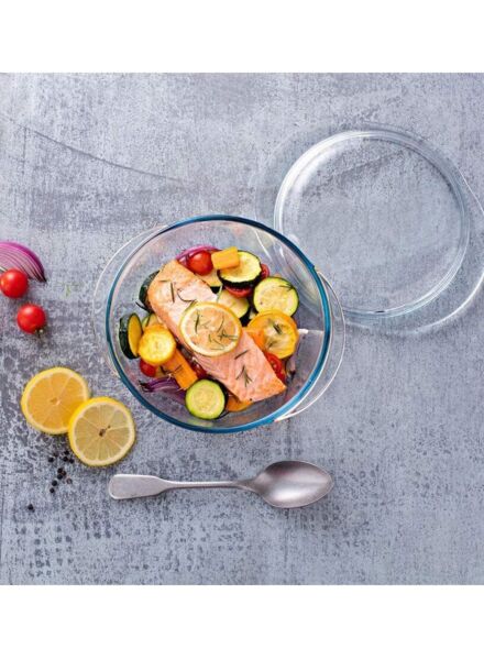 طقم أواني طهي زجاج شديد المقاومة 3 قطع مع غطاء - شفاف