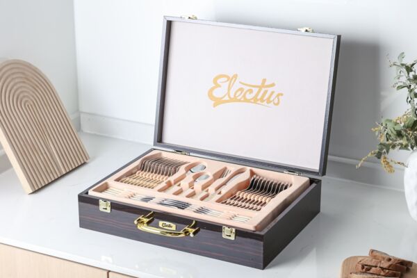 طقم أدوات مائدة 72 قطعة خدمة تكفي 12 شخصًا - فضي وذهبي