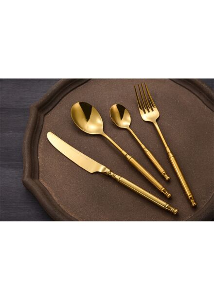 طقم أدوات مائدة 16 قطعة خدمة لـ 4 أشخاص - ذهبي