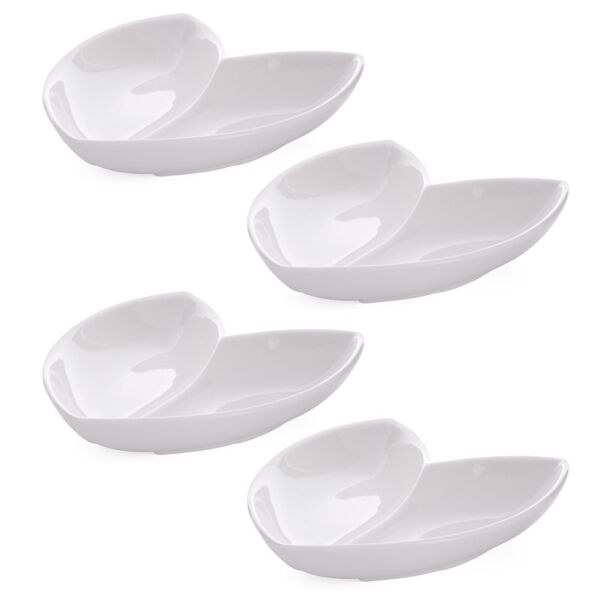 صحون تقديم على شكل قلب 4 قطع - ابيض