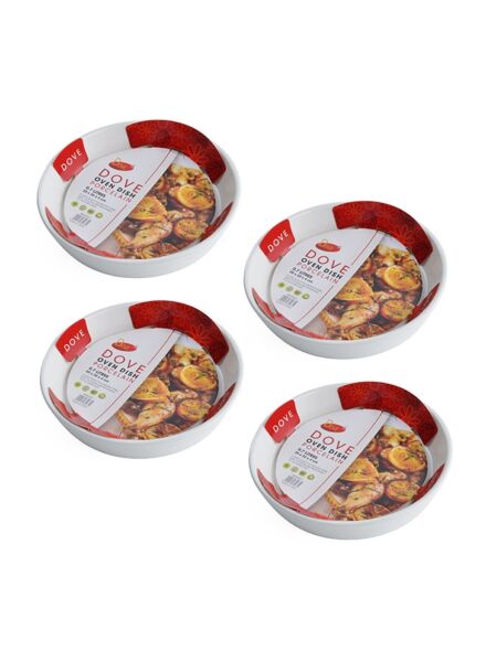 طقم أطباق فرن بورسلين 4 قطع - أبيض