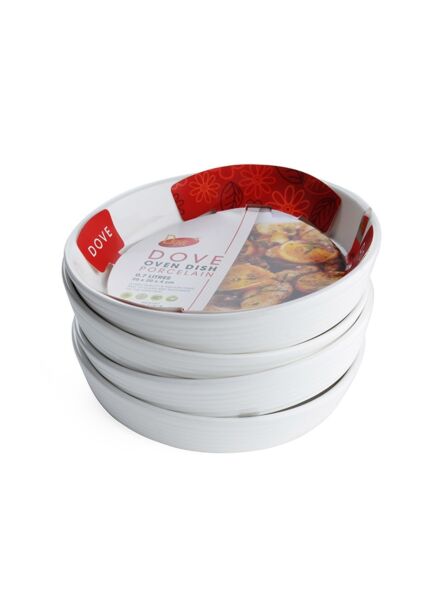 طقم أطباق فرن بورسلين 4 قطع - أبيض