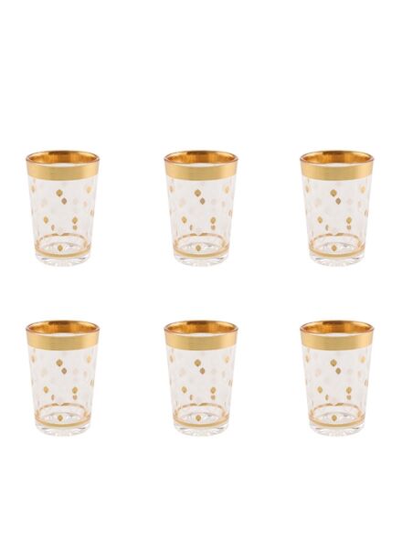 طقم براد شاي زجاجي شفاف وذهبي بارس