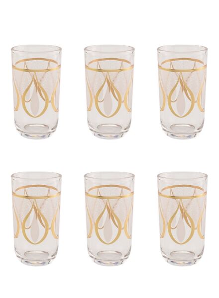 طقم إبريق زجاجي شفاف وذهبي سكوزي