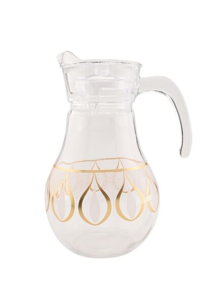 طقم إبريق زجاجي شفاف وذهبي سكوزي