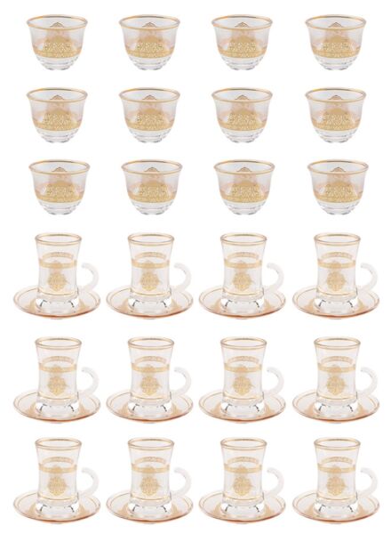 طقم أكواب شاي وقهوة شفاف وذهبي سولار