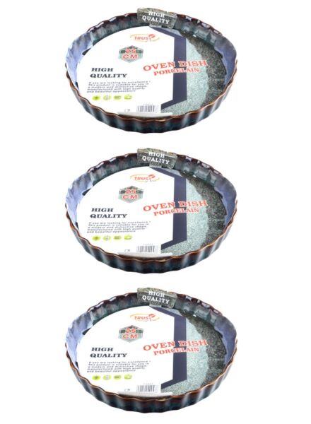 طقم أطباق فرن بورسلين دائرية 3 قطع 25 سم - أخضر غامق