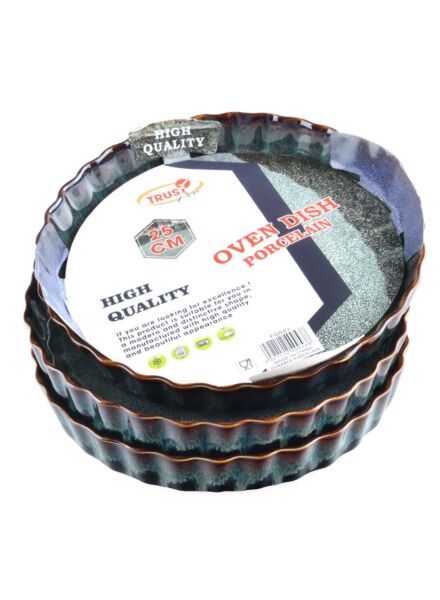 طقم أطباق فرن بورسلين دائرية 3 قطع 25 سم - أخضر غامق
