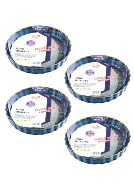 طقم أطباق فرن بورسلين 4 قطع مقاس 20 سم - أزرق