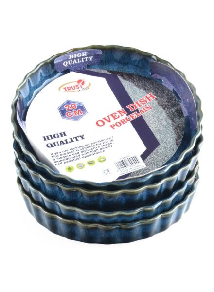 طقم أطباق فرن بورسلين 4 قطع مقاس 20 سم - أزرق